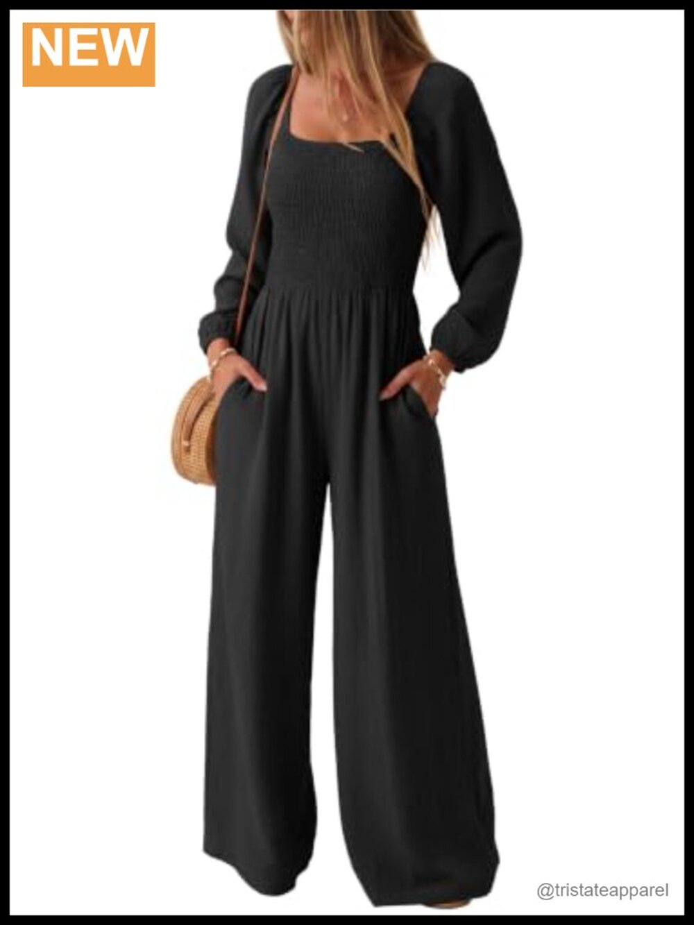 Womens Wide Leg Overalls Long Sleeve Jumpsuit Romper with Pockets